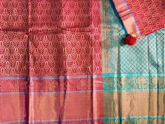 Deep Maroon with Antique Zari Pure Silk Saree