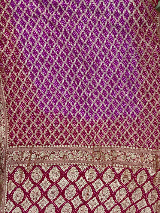 Deep purple and red combination khaddi georgette Banarasi saree