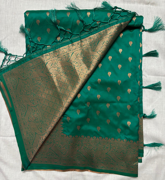 Teal Blue Semi Silk Saree
