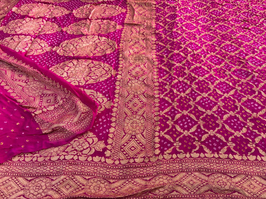 Magenta Pure Silk Mark Khaddi Georgette Banarasi Saree