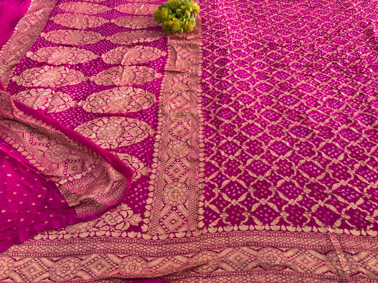 Magenta Pure Silk Mark Khaddi Georgette Banarasi Saree