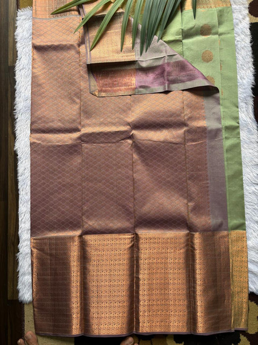 Olive Green Pure Silk Saree