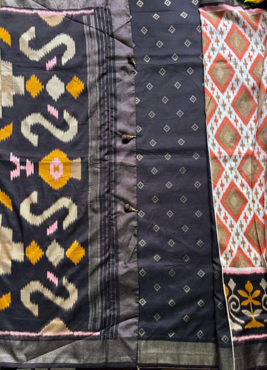 Peach and Brown Combination Patola Saree