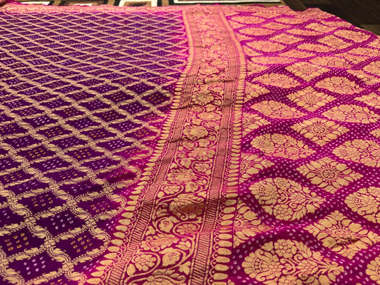 Purple khaddi georgette Banarasi saree