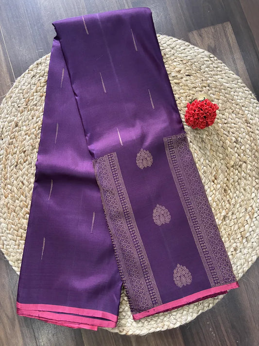 Purple Pure Silk Borderless Saree