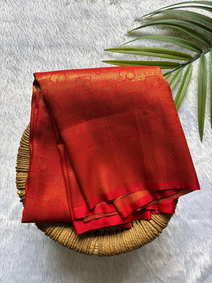Dark Orangish Red Semi-Silk Saree