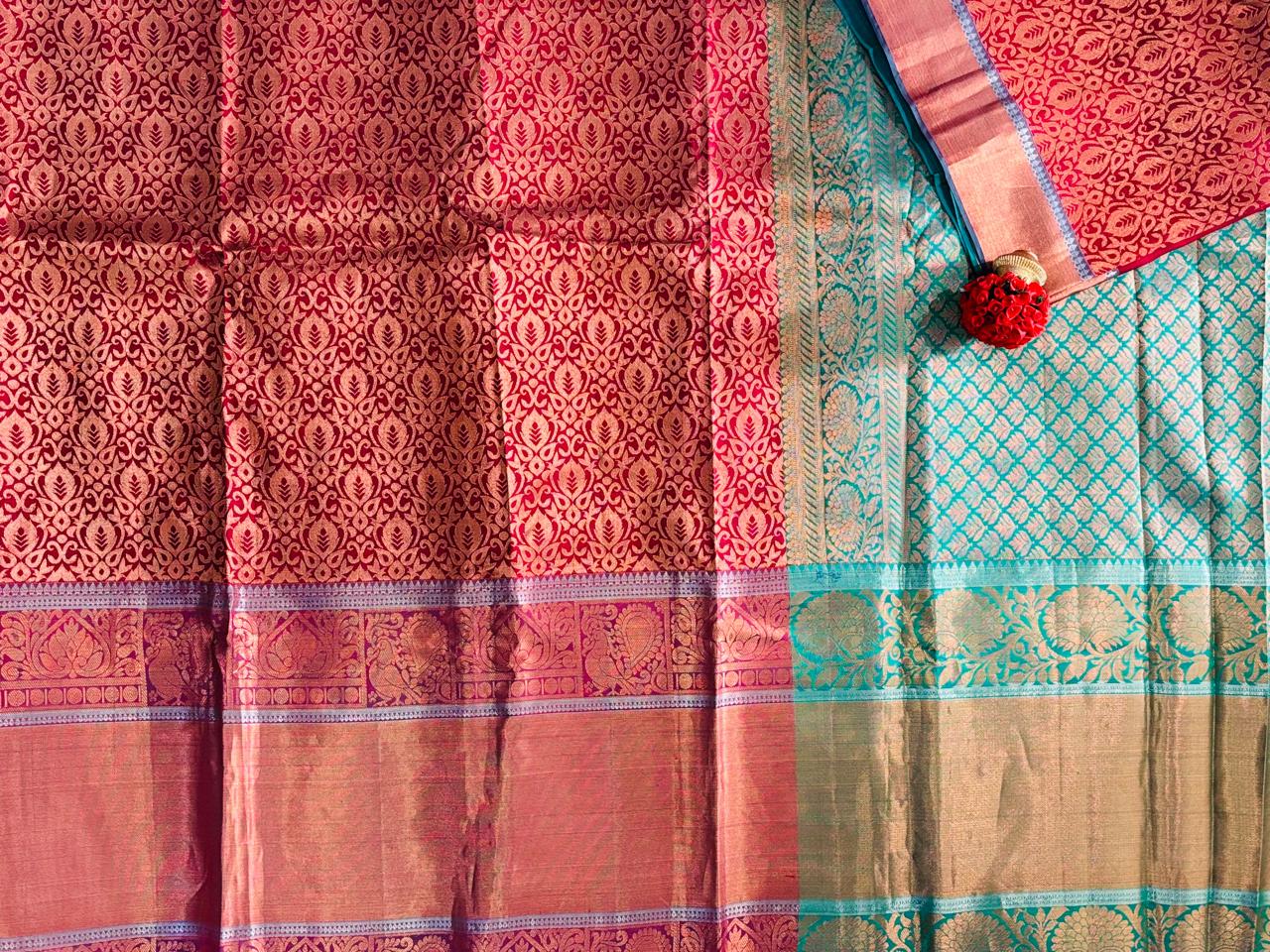 Deep Maroon with Antique Zari Pure Silk Saree
