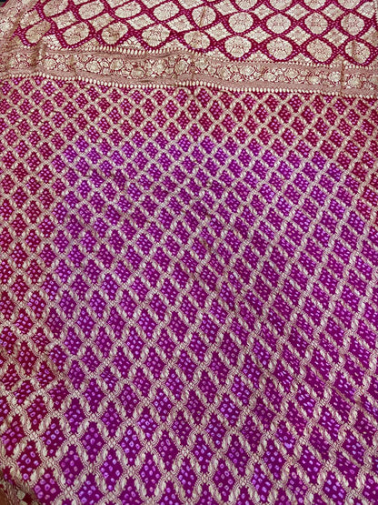 Deep purple and red combination khaddi georgette Banarasi saree
