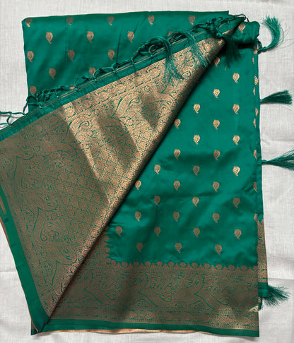 Teal Blue Semi Silk Saree