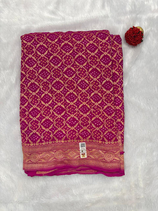 Magenta Pure Silk Mark Khaddi Georgette Banarasi Saree