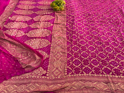 Magenta Pure Silk Mark Khaddi Georgette Banarasi Saree