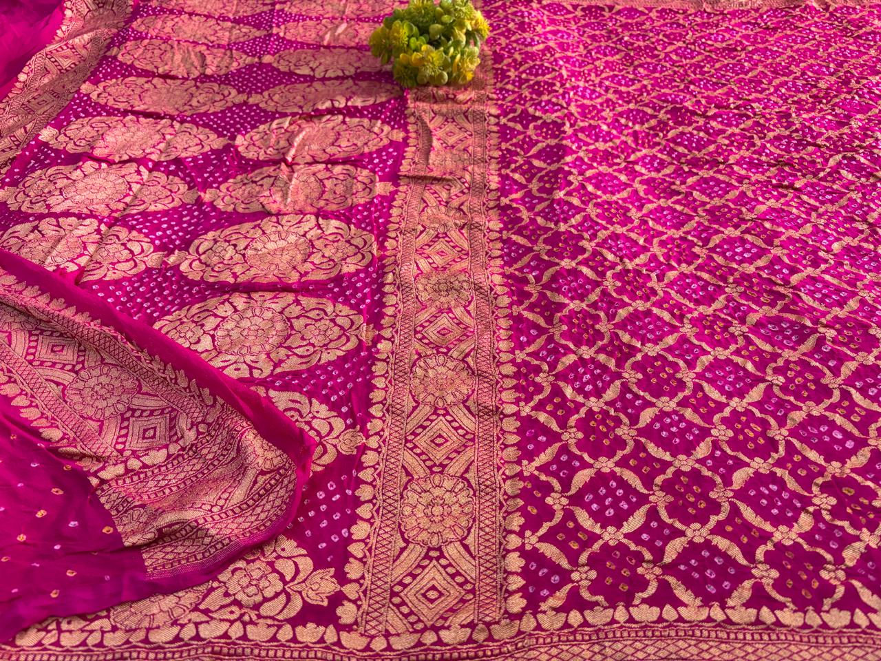 Magenta Pure Silk Mark Khaddi Georgette Banarasi Saree