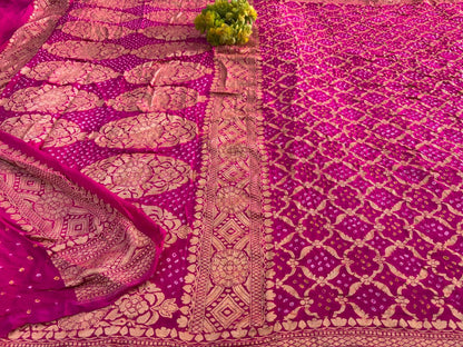 Magenta Pure Silk Mark Khaddi Georgette Banarasi Saree