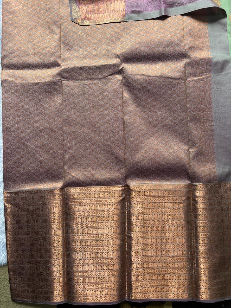Olive Green Pure Silk Saree