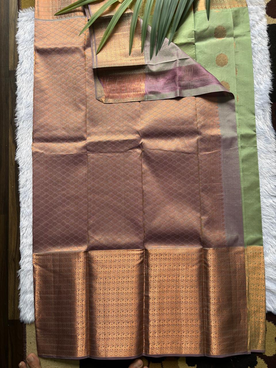 Olive Green Pure Silk Saree
