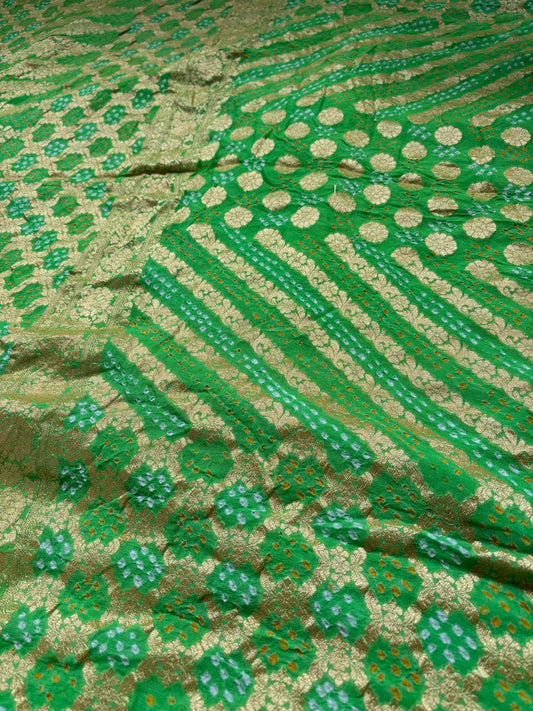 Parrot Green Khaddi Georgette Banarasi saree
