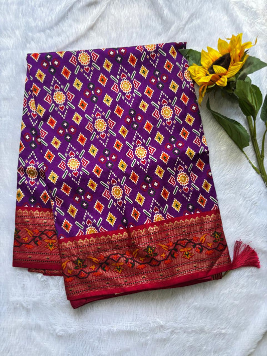 Purple and Red Combination Patola Saree