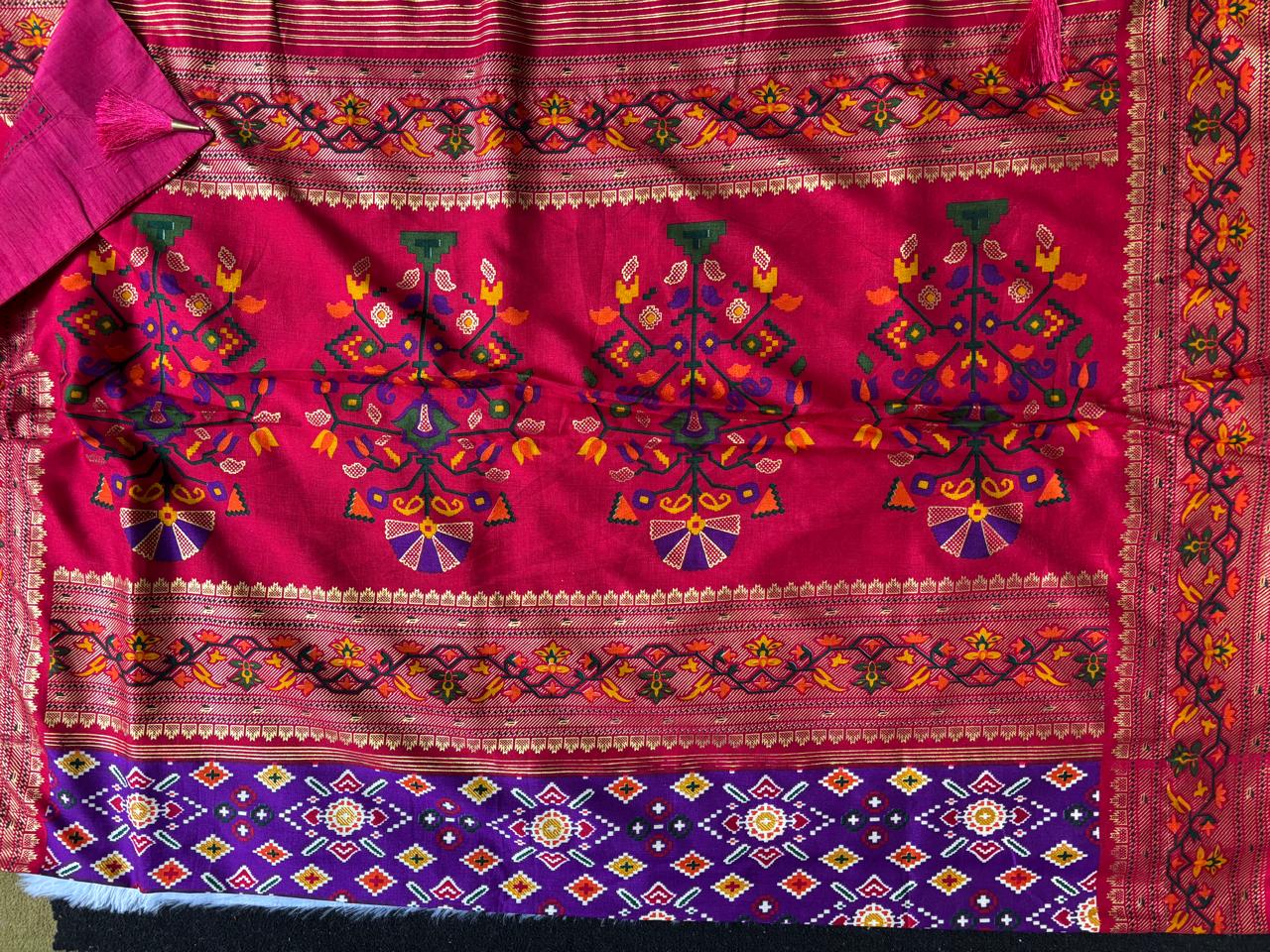Purple and Red Combination Patola Saree