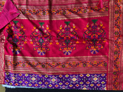 Purple and Red Combination Patola Saree