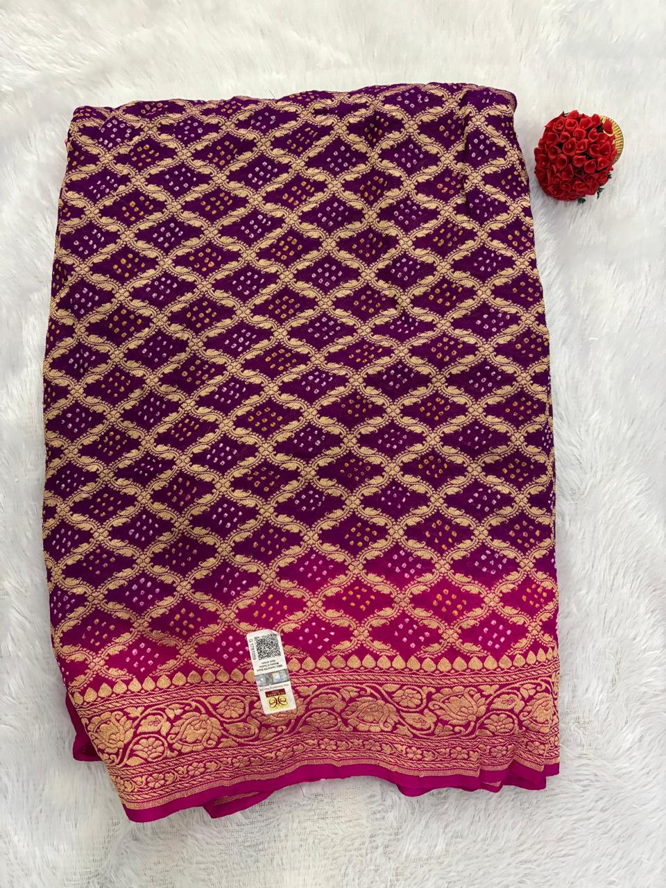 Purple khaddi georgette Banarasi saree