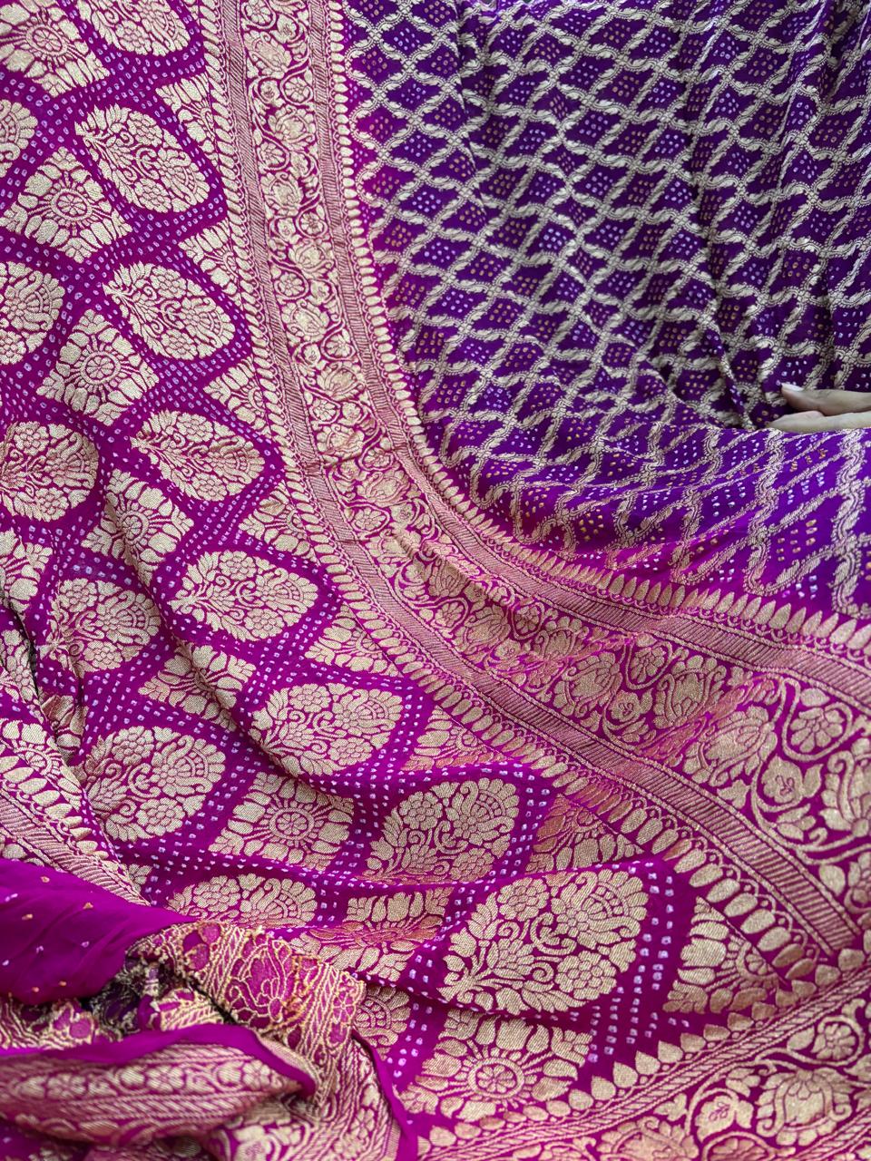 Purple khaddi georgette Banarasi saree