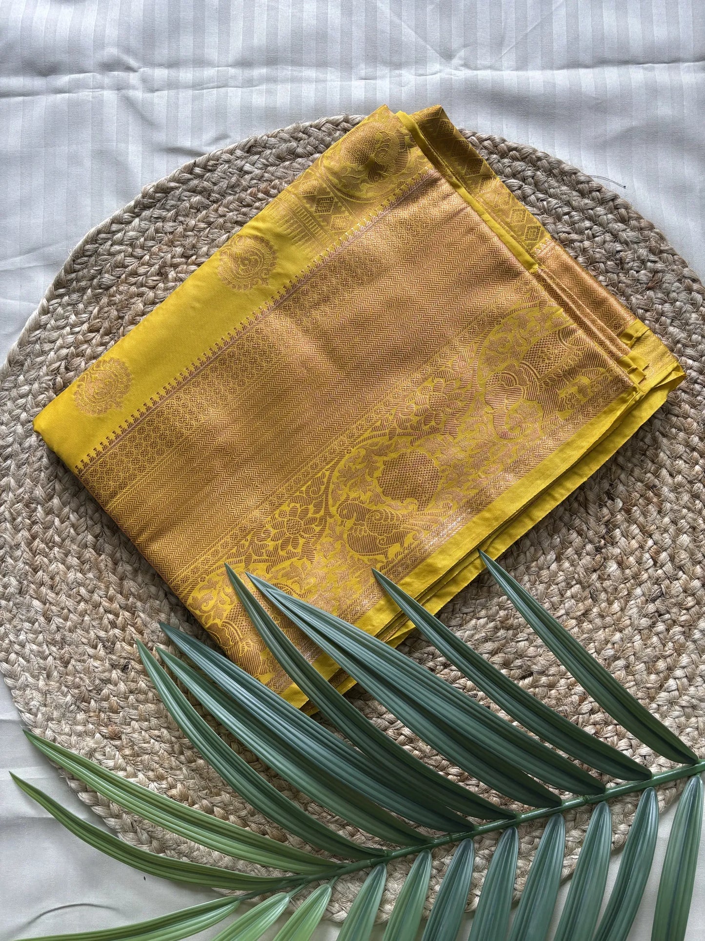 Mustard Yellow Semi Silk Saree