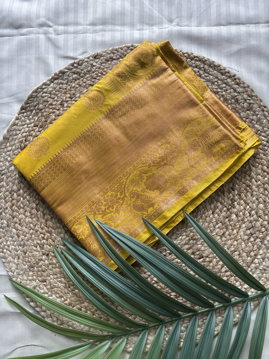 Mustard Yellow Semi Silk Saree