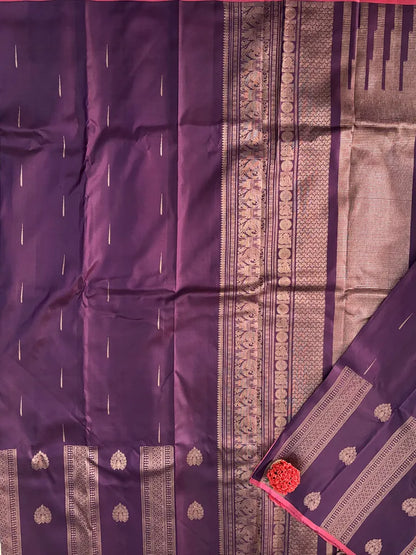 Purple Pure Silk Borderless Saree