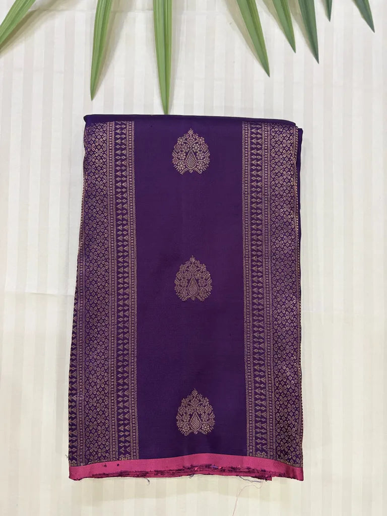 Purple Pure Silk Borderless Saree