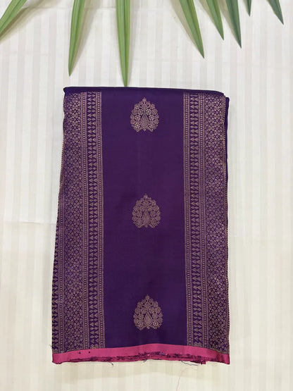 Purple Pure Silk Borderless Saree