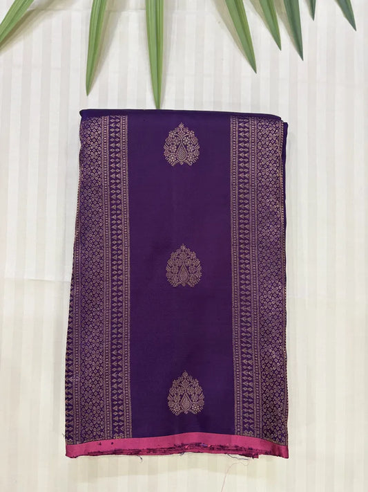 Purple Pure Silk Borderless Saree