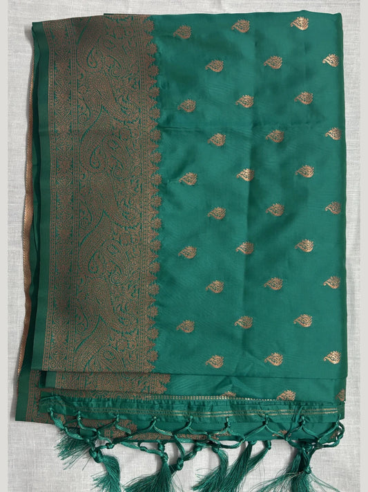 Teal Blue Semi Silk Saree